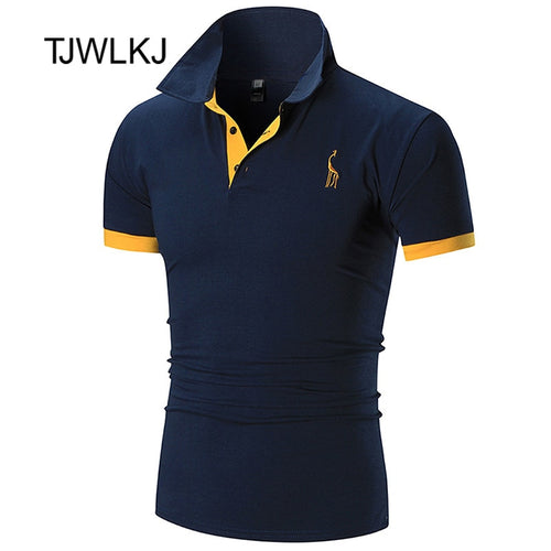 TJWLKJ New Man PoloShirt Brand Mens Casual Deer Embroidery Cotton Polo shirt Men Short Sleeve High Quantity Polo Men