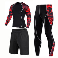 Load image into Gallery viewer, New 3D Compression Set Men Sportswear Fitness Tight Long T shirt Leggings Gyms Tracksuit Joggers Quick Dry Clothes 3pcs / Sets