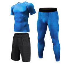 Load image into Gallery viewer, New 3D Compression Set Men Sportswear Fitness Tight Long T shirt Leggings Gyms Tracksuit Joggers Quick Dry Clothes 3pcs / Sets