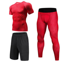 Load image into Gallery viewer, New 3D Compression Set Men Sportswear Fitness Tight Long T shirt Leggings Gyms Tracksuit Joggers Quick Dry Clothes 3pcs / Sets