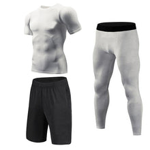 Load image into Gallery viewer, New 3D Compression Set Men Sportswear Fitness Tight Long T shirt Leggings Gyms Tracksuit Joggers Quick Dry Clothes 3pcs / Sets