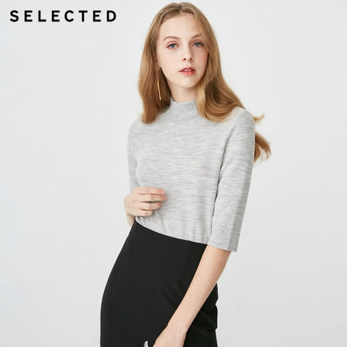 SELECTED Women's Spring 100% Wool Mock Neck Sweater S|419124516