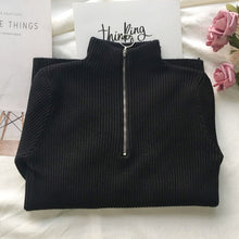Load image into Gallery viewer, Casual Zipper Sweater Women Turtleneck Elastic Knitted Long Sleeve Black Pullovers Spring Female Jumper Soft Plus Size feminino