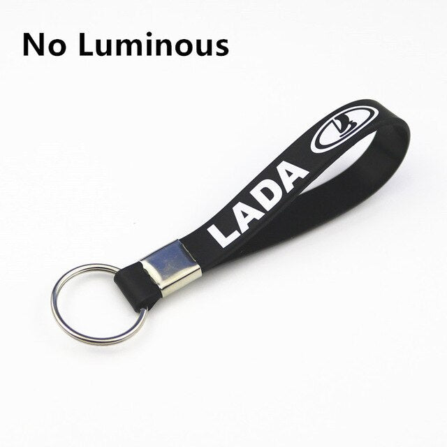 Luminous Silicone Emblem Badge Car Key for Lada Niva Kalina Priora Granta Largus Vaz Samara Key Chain Ring Car Styling