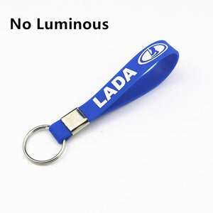 Luminous Silicone Emblem Badge Car Key for Lada Niva Kalina Priora Granta Largus Vaz Samara Key Chain Ring Car Styling